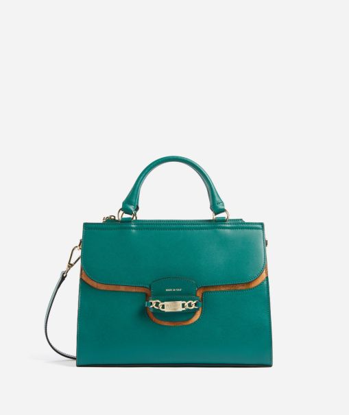 Top Handle Bags Opulent Alviero Martini Women Millennium Bag Smooth Leather Handbag With Shoulder Strap Emerald Green