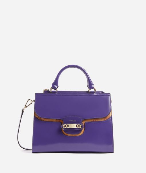 Millennium Bag Handbag In Brushed Leather With Shoulder Strap Indigo Lowest Price Guarantee Top Handle Bags Alviero Martini Women