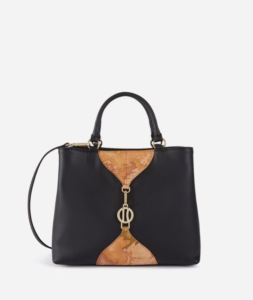 Top Handle Bags Upper East Handbag With Crossbody Strap Black Women Alviero Martini High-Quality