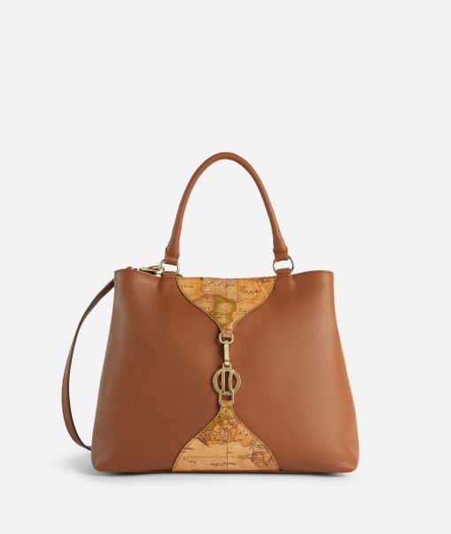 Top Handle Bags Alviero Martini Women Vintage Upper East Handbag With Crossbody Strap Chestnut