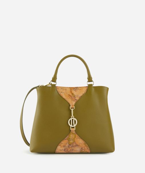 Upper East Handbag With Crossbody Strap Olive Green Women Top Handle Bags Alviero Martini Distinct