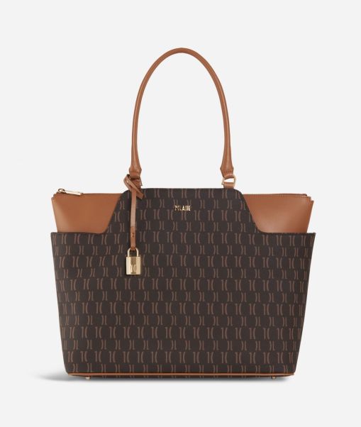 Shoulder Bags Alviero Martini Monogram Shopping Bag With Pockets Dark Buff Women Quality