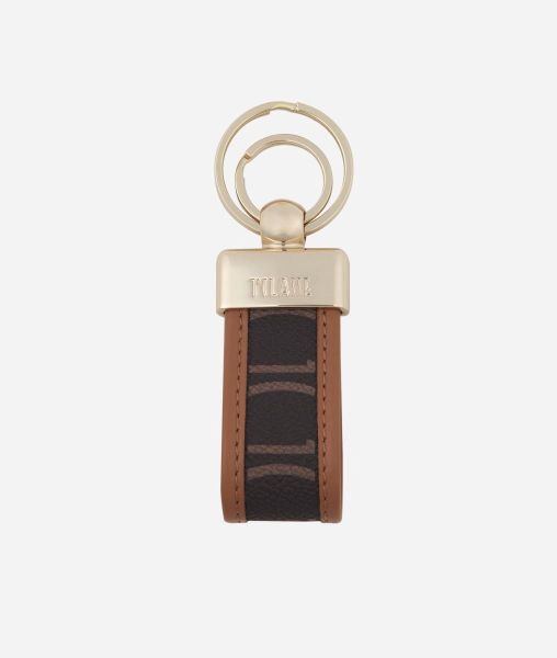 Exceptional Monogram Keychain With Double Ring Brown Women Card Cases & Keyrings Alviero Martini