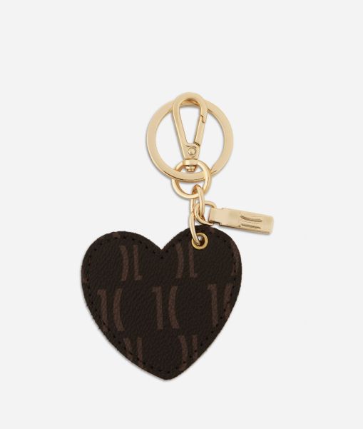 Women Monogram Heart-Shaped Keyring Dark Buff Exclusive Card Cases & Keyrings Alviero Martini