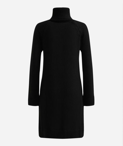 A-Line Sweater Dress In Wool And Alpaca Blend Yarn Black Alviero Martini Women Dresses Classic