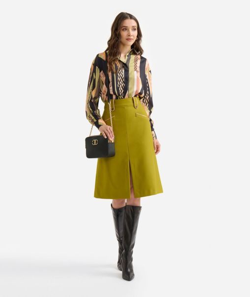 Women Skirts & Trousers Popular Alviero Martini Cavalry Twill Skirt With Maxi Loops Topaz Green