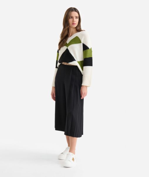Women Winter Cady Trousers With Pleated Detail Black Skirts & Trousers Specialized Alviero Martini