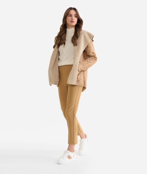 Simple Cavalry Twill Basic Trousers Camel Skirts & Trousers Alviero Martini Women