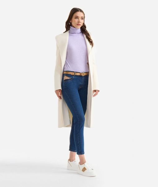 Alviero Martini Cost-Effective Women Skirts & Trousers Slim Stretch Denim Jeans With Studs Bluestone