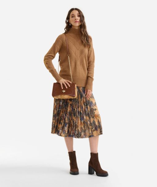 Knitwears, Shirts & Tops Alviero Martini Women Online Stitch Deatil Sweater In Mohair Wool Yarn Camel