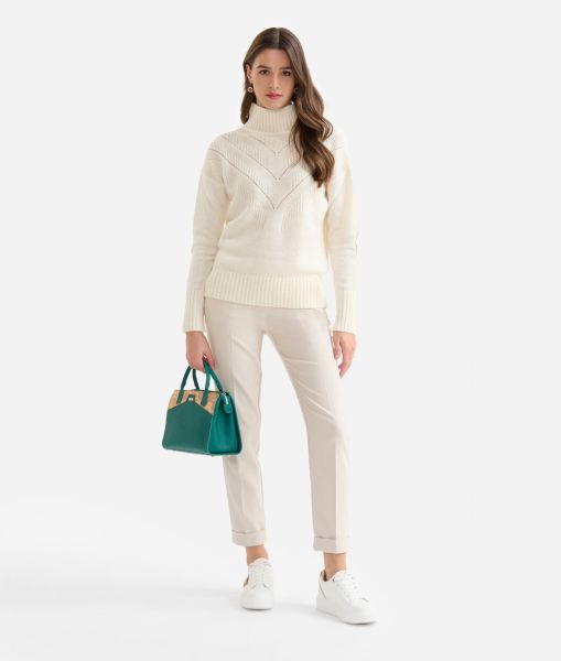 Alviero Martini Knitwears, Shirts & Tops Women Stitch Detail Sweater In Mohair Wool Yarn Wool White Practical