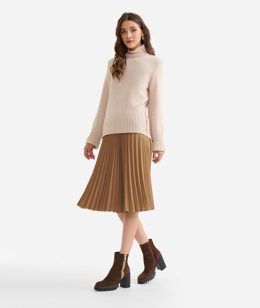 Knitwears, Shirts & Tops Women Basic High-Neck Sweater In Cashmere Blend Yarn Beige Alviero Martini Discover