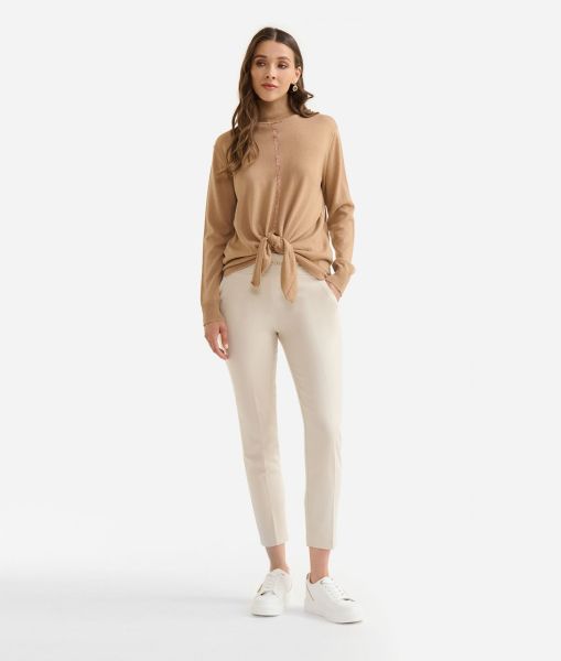 Women Alviero Martini Knitwears, Shirts & Tops Knot Sweater In Wool Blend Yarn Camel Luxury