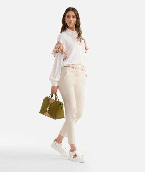 Women Alviero Martini Knitwears, Shirts & Tops Inviting Crêpe De Chine Shirt With Flounces White