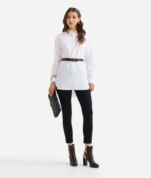 Efficient Stretch Poplin Cotton Oversize Shirt White Women Knitwears, Shirts & Tops Alviero Martini
