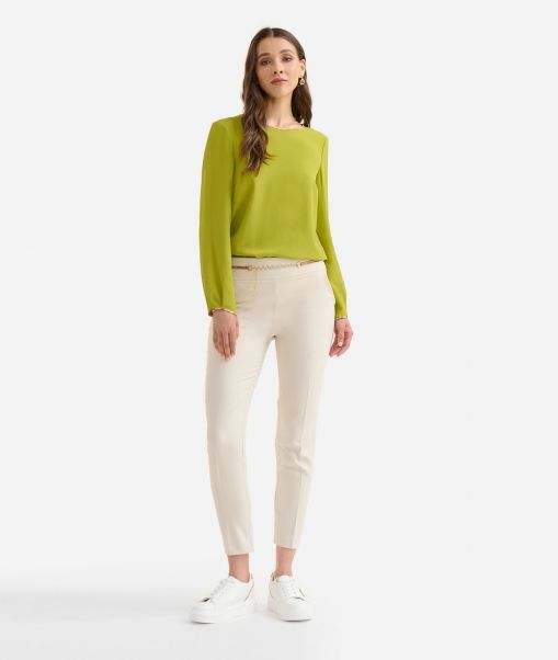 Sale Alviero Martini Women Knitwears, Shirts & Tops Crêpe De Chine Basic Blouse Topaz Green