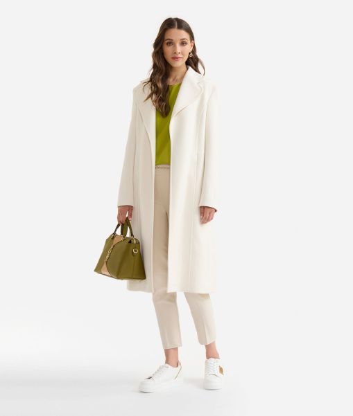 Deal Coats & Jackets Women Long Velour Coat Wool White Alviero Martini