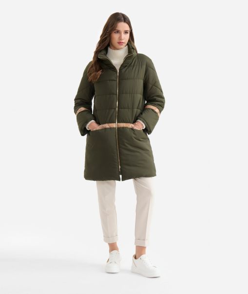 Women Coats & Jackets Matte Nylon Down Coat Green Proven Alviero Martini