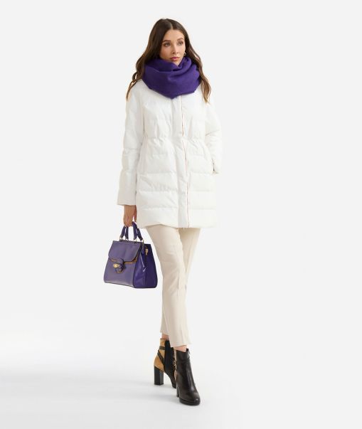 Down Pea Coat With Technical Nylon Hood Wool White Coats & Jackets Alviero Martini Best Women