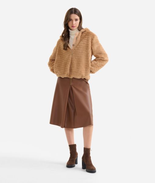 Coats & Jackets Women Amplify Alviero Martini Waves Faux Fur Blouson Camel
