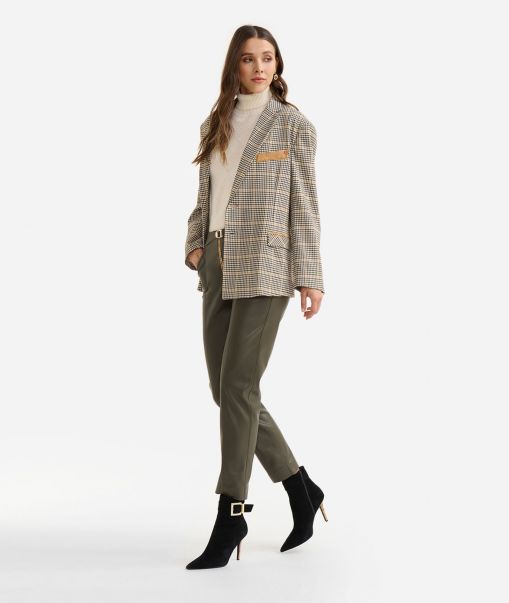 Women Coats & Jackets Alviero Martini Oversize Casual Jacket In Stretch Houndstooth Fabric Green Dynamic