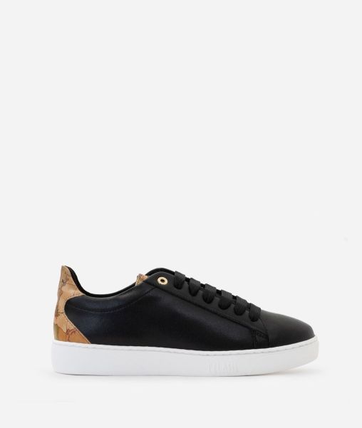 Sneakers Alviero Martini Chic Women Smooth Leather Sneakers With Faux Nappa Insert Black
