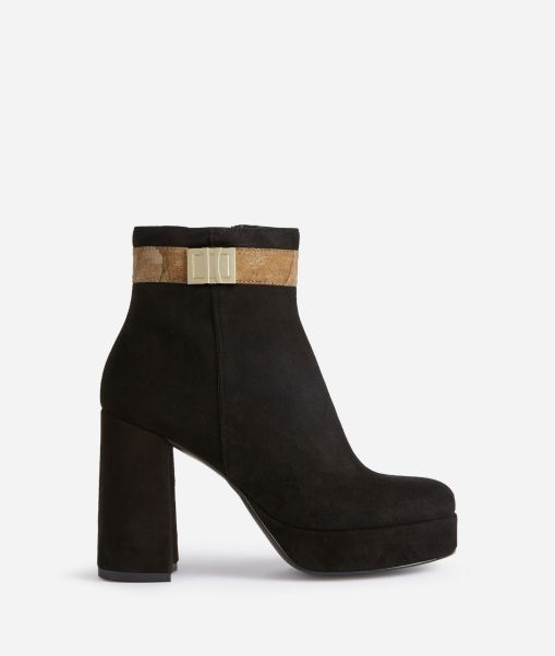 Normal Women Alviero Martini Suede Ankle Boots With Square Toe Black Boots & Booties