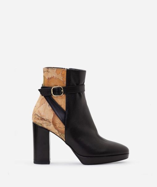 Smooth Nappa Leather Ankle Boots With Buckle Detail Black Women Boots & Booties Dropped Alviero Martini