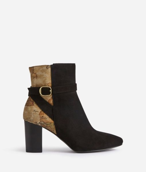 Alviero Martini Suede Ankle Boots With Strap Black Boots & Booties Sale Women