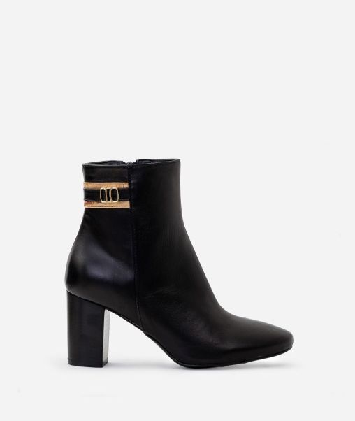 Boots & Booties Markdown Women Alviero Martini Smooth Nappa Leather Ankle Boots With Logoed Strap Black