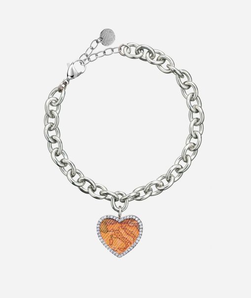 Love Lane Steel Bracelet With Leather Heart Pendant Women Pure Alviero Martini Jewelry