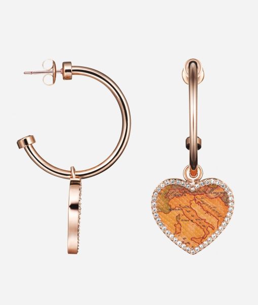 Jewelry Alviero Martini Love Lane Steel Earrings With Leather Heart Pendant Sturdy Women