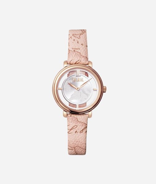 Alviero Martini Watches Capoverde Geo Beige Print Leather Watch Promo Women
