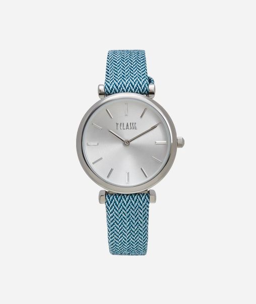 Value Watches Sardinia Watch With Chevron Print Leather Strap Tyrrhenian Blue Women Alviero Martini