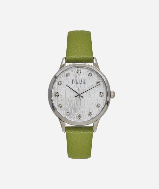 Versatile Formentera Watch With Hammered Leather Strap Green Alviero Martini Watches Women