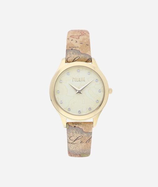 Ischia Watch With Strap In Geo Classic Print Leather Women Alviero Martini Watches Durable