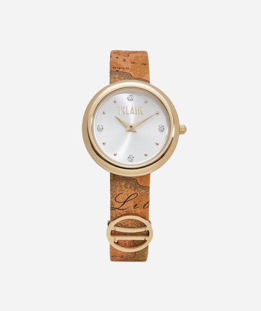 Antigua Watch With Print Leather Strap Geo Classic Alviero Martini Women Retro Watches