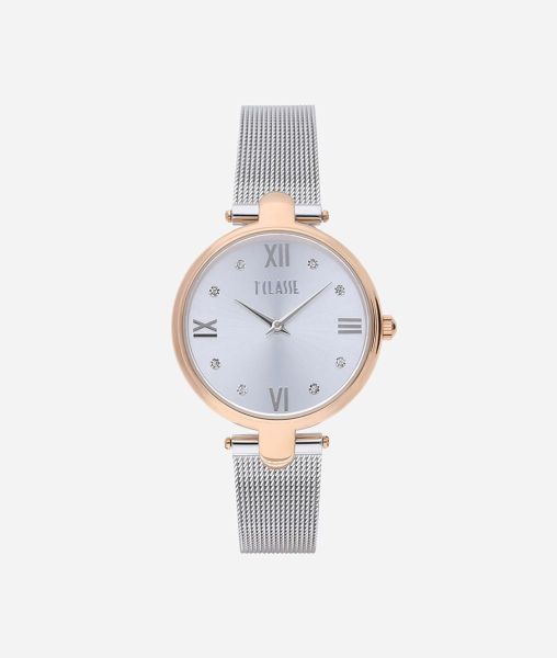 Santorini  Bicolor Stainless Steel Watch Silver And Rose Gold Women Alviero Martini Watches Precision