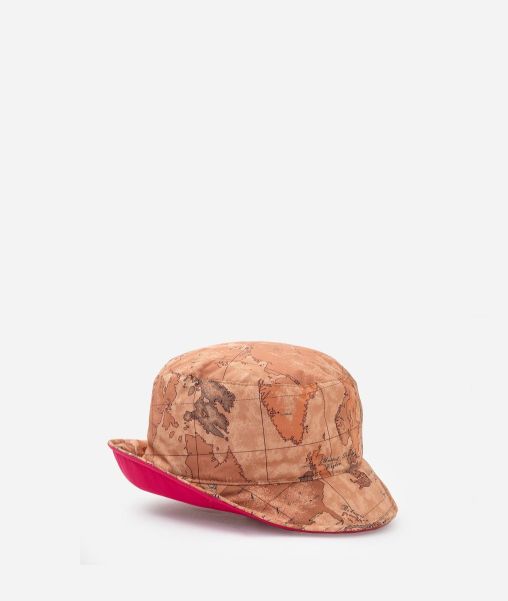 Hats Nylon Bucket Hat With Geo Classic Print Fuchsia Women 2024 Alviero Martini
