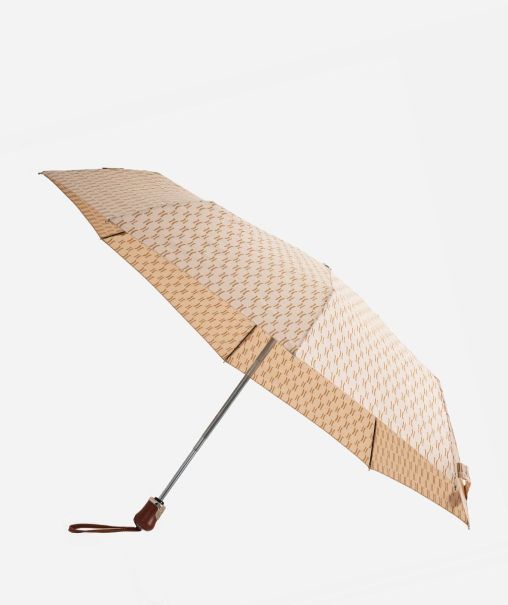 Umbrellas Open-Close Umbrella In Monogram Fabric Beige Alviero Martini Online Women