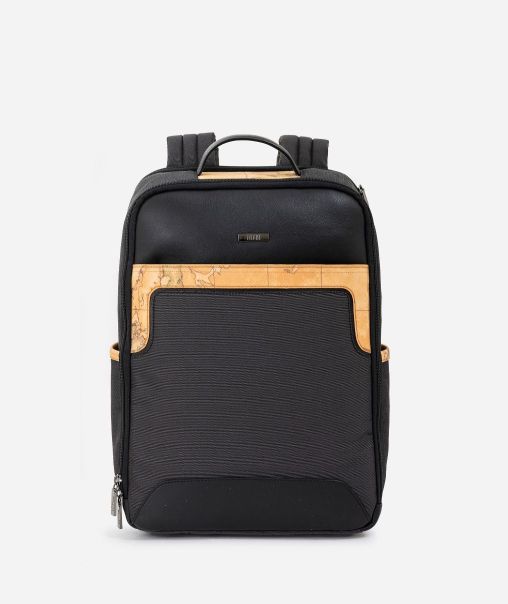 Geo Classic Laptop 15 Inches Backpack Black Alviero Martini Spacious Backpacks & Belt Bags Men