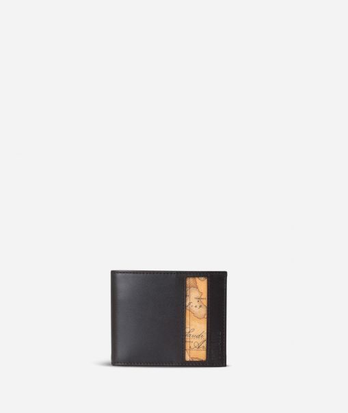 Men Small Leather Wallet Geo Classic Fabric Trims Custom Wallets Alviero Martini