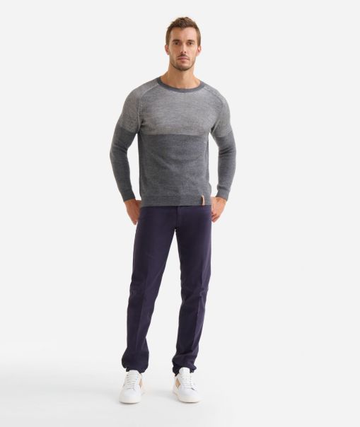 Alviero Martini Men Knitwears, Shirts & T-Shirts Wool Blend Crew Neck Sweater Grey Practical