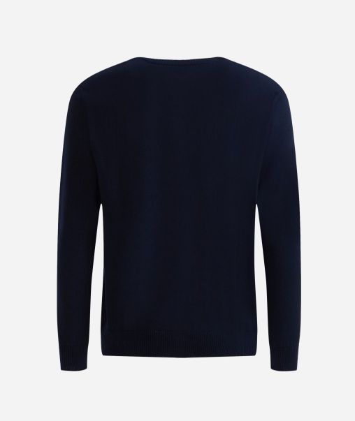 Giveaway Alviero Martini Knitwears, Shirts & T-Shirts Wool Blend Crewneck Sweater With Logo Night Blue Men