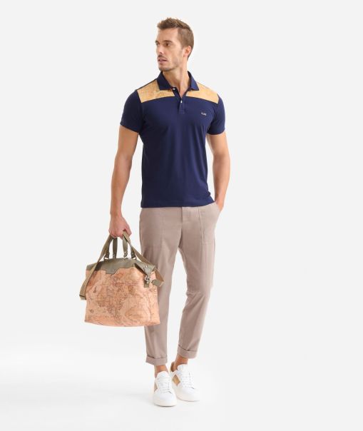 Lavish Men Alviero Martini Knitwears, Shirts & T-Shirts Short-Sleeved Cotton Polo Shirt Navy Blue