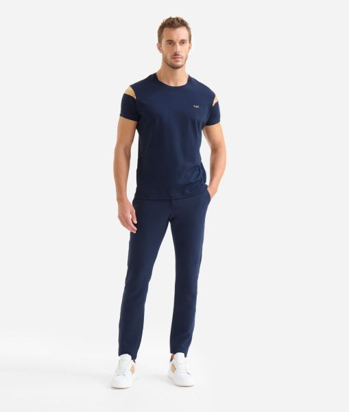 Alviero Martini Knitwears, Shirts & T-Shirts Short-Sleeved Cotton T-Shirt Navy Blue Men Relaxing