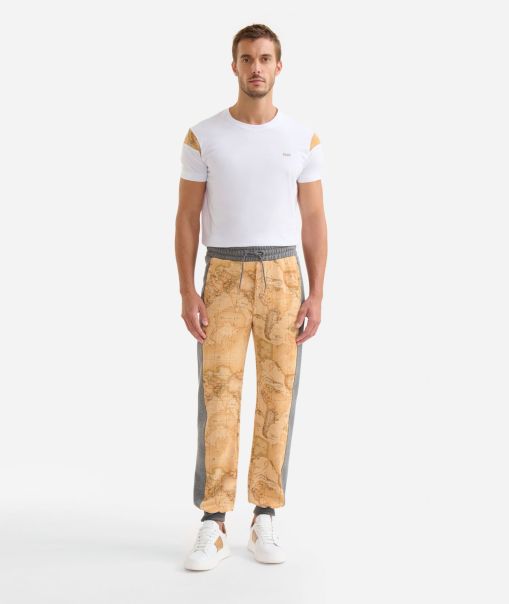 Trousers Men Alviero Martini Cotton Blend Trousers With Drawstring Natural Comfortable
