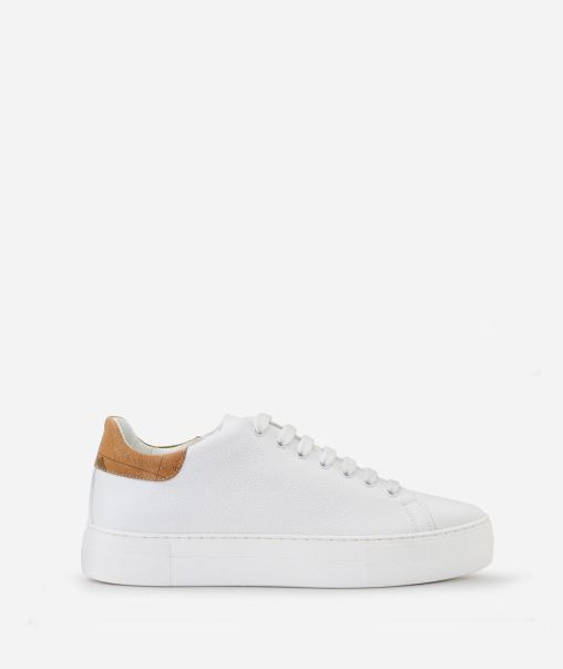 Sneakers & Ankle Boots Delicate Alviero Martini Grained Leather Sneakers With Faux Nappa Details White Men
