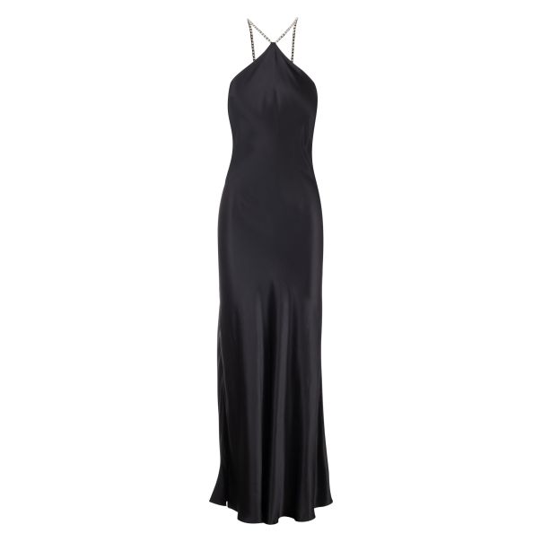 Dannijo Black Embellished Halter Maxi Women Dresses