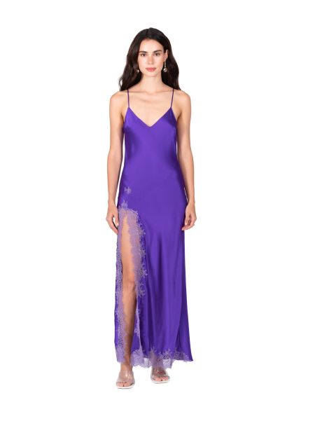 Dresses Women Dannijo Ultra Violet Lace Applique High Slit Tea Length Slip